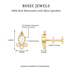 Vintage Style Moissanite Tragus Earring in Bezel Setting