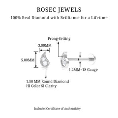 Natural Diamond Gold Petal Cartilage Earring