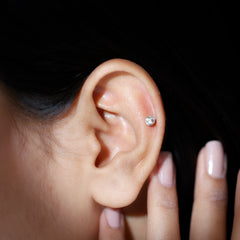 Bezel Set Diamond Cartilage Earring with Flat Back