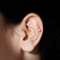 Bezel Set Diamond Cartilage Earring with Flat Back