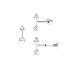 Simple Diamond Gold Arrow Earring for Helix Piercing