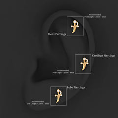 Natural Round Diamond Dagger Helix Earring