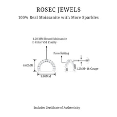 Moissanite Half Circle Earring for Helix Piercing