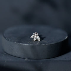 Marquise Moissanite Lotus Flower Helix Earring