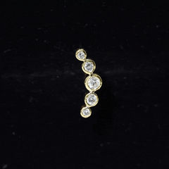 Bezel Set Moissanite Curved Helix Earring in Graduated Style