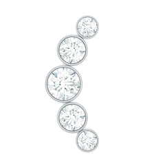 Bezel Set Moissanite Curved Helix Earring in Graduated Style
