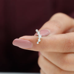 Bezel Set Moissanite Curved Helix Earring in Graduated Style