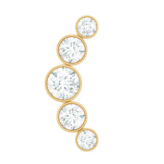 Bezel Set Moissanite Curved Helix Earring in Graduated Style