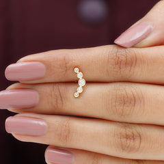 Bezel Set Moissanite Curved Helix Earring in Graduated Style
