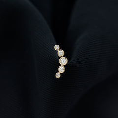 Bezel Set Moissanite Curved Helix Earring in Graduated Style
