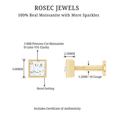 Princess Cut Moissanite Solitaire Conch Earring