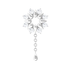 Moissanite Flower Chain Drop Earring for Cartilage Piercing