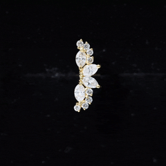 Marquise and Round Moissanite Curved Crawler Earring