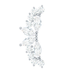 Marquise and Round Moissanite Curved Crawler Earring