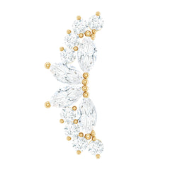 Marquise and Round Moissanite Curved Crawler Earring