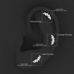 Marquise and Round Moissanite Curved Crawler Earring