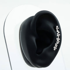 Certified Round Moissanite Cluster Climber Earring