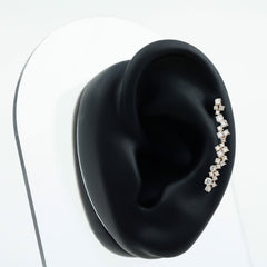 Certified Round Moissanite Cluster Climber Earring