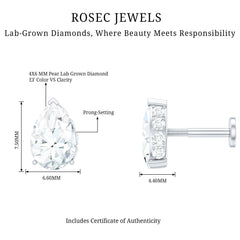 Pear Shaped Moissanite Solitaire Cartilage Earring