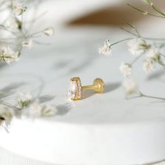 Pear Shaped Moissanite Solitaire Cartilage Earring