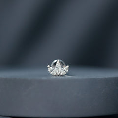 Marquise Cut Diamond Lotus Flower Earring for Helix Piercing