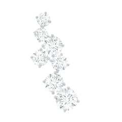 Round Moissanite Cluster Ear Crawler Earring for Helix Piercing