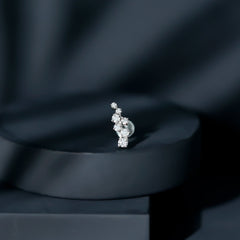 Round Moissanite Cluster Ear Crawler Earring for Helix Piercing
