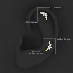 Marquise Moissanite Curved Crawler Earring for Helix Piercing