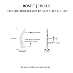 Graduated Diamond Star Crawler Earring for Helix Piercing