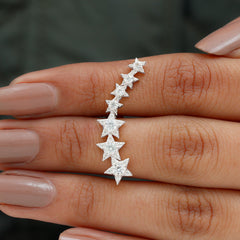 Graduated Diamond Star Crawler Earring for Helix Piercing