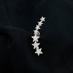 Graduated Diamond Star Crawler Earring for Helix Piercing