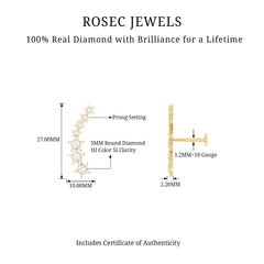 Graduated Diamond Star Crawler Earring for Helix Piercing