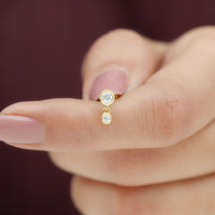 Certified Round Diamond Helix Drop Earring in Bezel Set