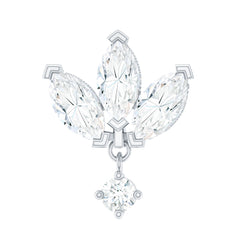 Real Diamond Lotus Flower Drop Earring for Cartilage Piercing