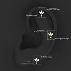 Real Diamond Lotus Flower Drop Earring for Cartilage Piercing