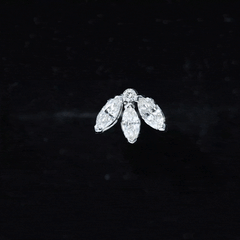 Certified Marquise Moissanite Lotus Flower Earring for Helix Piercing