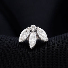 Certified Marquise Moissanite Lotus Flower Earring for Helix Piercing