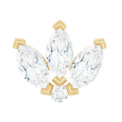 Certified Marquise Moissanite Lotus Flower Earring for Helix Piercing