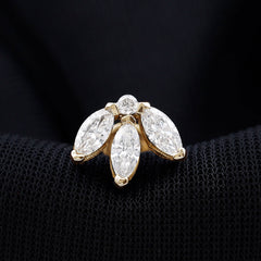 Certified Marquise Moissanite Lotus Flower Earring for Helix Piercing