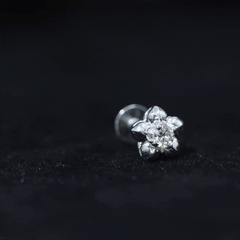 Round Moissanite Flower Earring for Helix Piercing