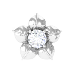 Round Moissanite Flower Earring for Helix Piercing