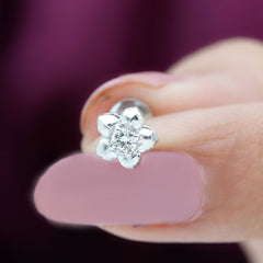 Round Moissanite Flower Earring for Helix Piercing
