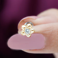 Round Moissanite Flower Earring for Helix Piercing