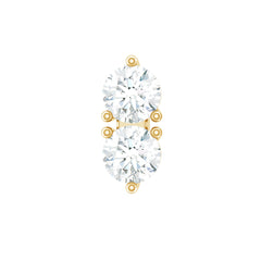 Natural Diamond 2 Stone Earring for Tragus Piercing