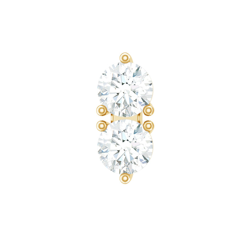 Natural Diamond 2 Stone Earring for Tragus Piercing