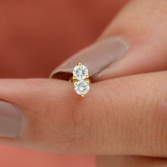 Natural Diamond 2 Stone Earring for Tragus Piercing