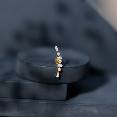 Baguette Moissanite Art Deco Climber Earring for Helix Piercing