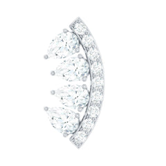 Pear and Round Moissanite Curved Cartilage Earring