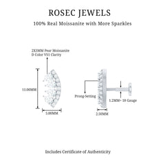 Pear and Round Moissanite Curved Cartilage Earring