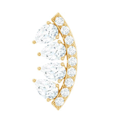 Pear and Round Moissanite Curved Cartilage Earring